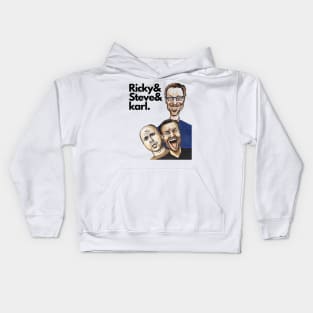 Ricky&Steve&Karl - My illustration/caricatures of Ricky Gervais, Stephen Merchant, Karl Pilkington Kids Hoodie